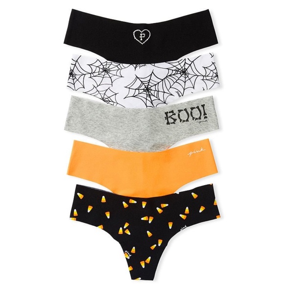 PINK 5-PACK NO-SHOW THONG HALLOWEEN PANTY SIZE XL and socks bundle - Picture 5 of 5